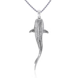 Gentle giants in benign grace ~ Large Whale Shark Silver Pendant TPD5199 - Jewelry