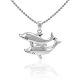 Double Dolphin Silver Pendant TPD5201 - Jewelry