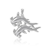 Double Hammerhead Shark Silver Pendant TPD5202 - Jewelry