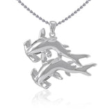 Double Hammerhead Shark Silver Pendant TPD5202 - Jewelry