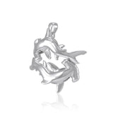 Double Hammerhead Shark Lovers Silver Pendant TPD5203