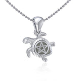 Sea Turtle with Star Silver Pendant TPD5205 - Jewelry