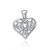 Silver Sea Turtles with Celtic Triquetra in Heart Pendant TPD5211 - Jewelry