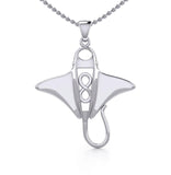 Silver Manta Ray with Infinity Symbol Pendant TPD5230 - Jewelry