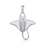 Silver Manta Ray with Wave Pendant TPD5231 - Jewelry