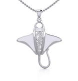 Silver Manta Ray with Wave Pendant TPD5231 - Jewelry