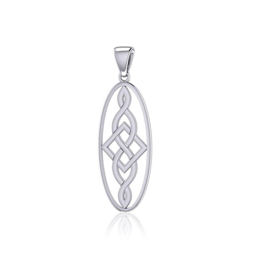 Square Celtic Design in Oval Shape Silver Pendant TPD5232 - Jewelry