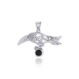 Celtic Spirit Raven with Gemstone Silver Pendant TPD5252