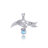 Celtic Spirit Raven with Gemstone Silver Pendant TPD5252 - Jewelry