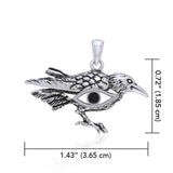 Mythical Raven with Gemstone Eye of Wisdom Silver Jewelry Pendant TPD5254 - Jewelry