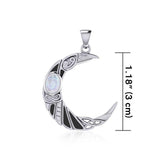 The Celtic Moon Raven Silver Pendant with Gemstone TPD5262 - Jewelry