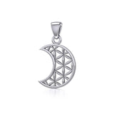 The Flower of Life in Crescent Moon Silver Pendant TPD5265 - Jewelry