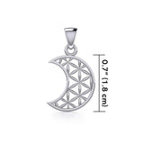 The Flower of Life in Crescent Moon Silver Pendant TPD5265 - Jewelry