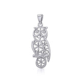 Owl with Flower of Life Silver Pendant TPD5266