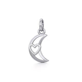 The Heart in Crescent Moon Silver Pendant TPD5267