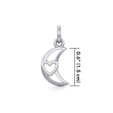 The Heart in Crescent Moon Silver Pendant TPD5267 - Jewelry