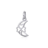 The Shamrock in Crescent Moon Sterling Silver Pendant TPD5268