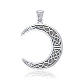 Large Celtic Crescent Moon Silver Pendant TPD5275