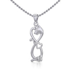 Infinity Cat with Heart and Celtic Trinity Knot Silver Pendant TPD5279 - Jewelry