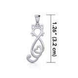Cat with Heart Silver Pendant TPD5281 - Jewelry