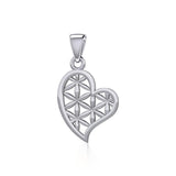 Silver Heart with Flower of Life Pendant TPD5284 - Jewelry