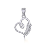 Silver Heart with Feather Pendant TPD5288