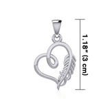 Silver Heart with Feather Pendant TPD5288 - Jewelry