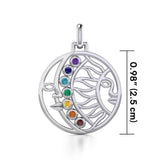 Sun and Moon Silver Pendant with Chakra Gemstone TPD5290 - Jewelry