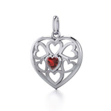 Hearts in Heart Silver Pendant with Gemstone TPD5293