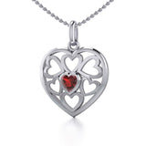 Hearts in Heart Silver Pendant with Gemstone TPD5293 - Jewelry