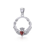 Claddagh Silver Pendant with Gemstone TPD5294
