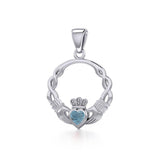 Claddagh Silver Pendant with Gemstone TPD5294 - Jewelry