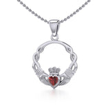 Silver Claddagh Silver Pendant with Gemstone TPD5294 - Jewelry