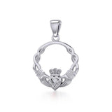 Claddagh Silver Pendant with Gemstone TPD5294 - Jewelry