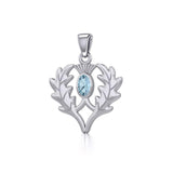 Thistle Silver Pendant with Gemstone TPD5295 - Jewelry