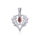Thistle Silver Pendant with Gemstone TPD5295 - Jewelry