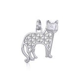 Flower of Life Cat Silver Pendant TPD5298 - Jewelry