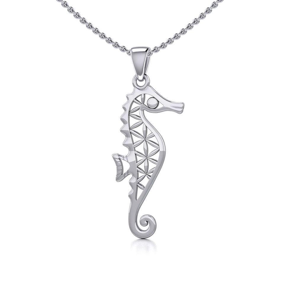 Flower of Life Seahorse Silver Pendant TPD5299 - Pendant