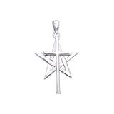 Cross Over Pentagram Sterling Silver Pendant TPD529