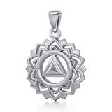 Crown Chakra with Recovery Gemstone Symbols Silver Pendant TPD5307 - Jewelry