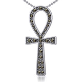 Sterling Silver Ankh Pendant with Marcasite TPD5317 - Jewelry