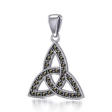 Sterling Silver Celtic Trinity Knot Pendant with Marcasite TPD5318