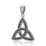 Sterling Silver Celtic Trinity Knot Pendant with Marcasite TPD5318 - Jewelry