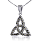 Sterling Silver Celtic Trinity Knot Pendant with Marcasite TPD5318 - Jewelry