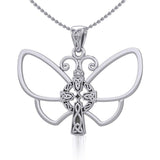 Sterling Silver Butterfly with Celtic Cross Pendant TPD5319 - Jewelry