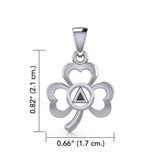 Silver Celtic Shamrock Pendant with Inlaid Recovery Symbol TPD5322 - Jewelry
