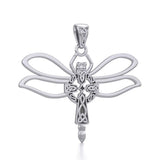 Sterling Silver Dragonfly with Celtic Cross Pendant TPD5323 - Jewelry