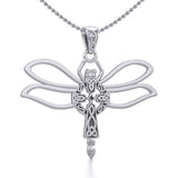 Sterling Silver Dragonfly with Celtic Cross Pendant TPD5323 - Jewelry