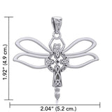 Sterling Silver Dragonfly with Celtic Cross Pendant TPD5323 - Jewelry