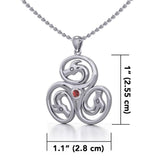 Celtic Triskele Dragon Silver Pendant with Gemstone TPD5326 - Jewelry